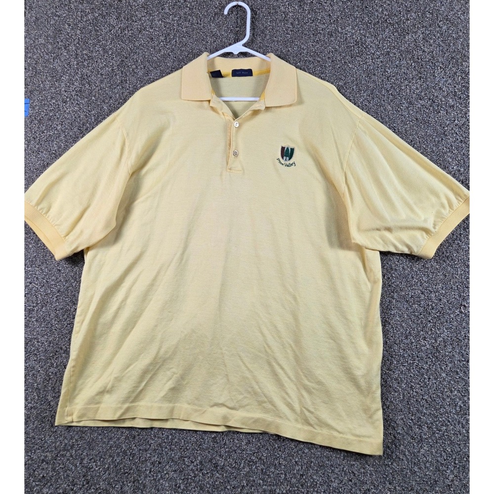 Jeff Rose Golf Shirt Mens XL Yellow Cotton Pine Valley Polo Made in Italy 0357